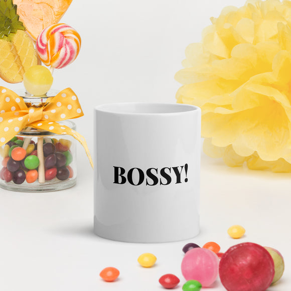 Bossy White glossy mug