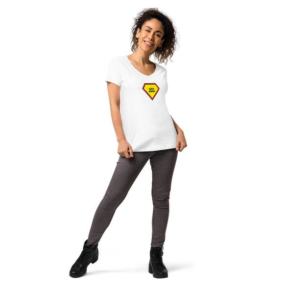 SUPER WOMAN Women’s fitted v-neck t-shirt - Letmomzb.com